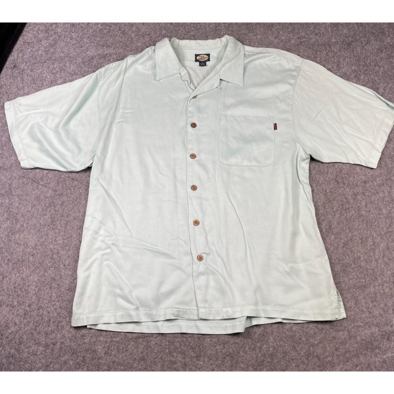 VTG Tommy Bahama Shirt XL Green Embroidered Printed Garden of Courage Hong Kong image 3
