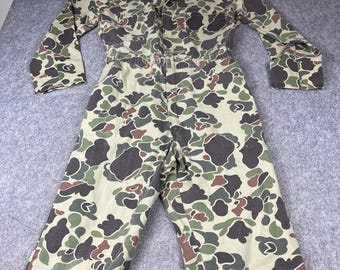 Vintage Walls Camo Coveralls Mens Large Tall Hunting Jumpsuit Duck Camo USA