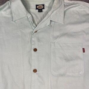 VTG Tommy Bahama Shirt XL Green Embroidered Printed Garden of Courage Hong Kong image 4