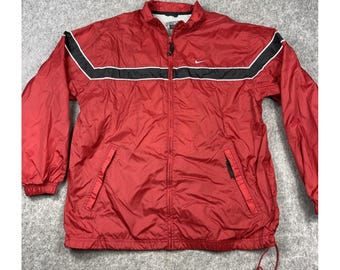 Vintage 90s Nike Jacket Full Zip Jacket Mens Medium Red Black White Stripe