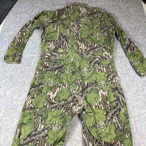 Vtg Mossy Oak Coveralls Mens 48" Chest Short Full Foliage Green Camo Hunting USA image 3