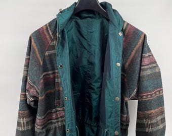 Reversible Jacket Women's L/XL Green Southwestern Aztec