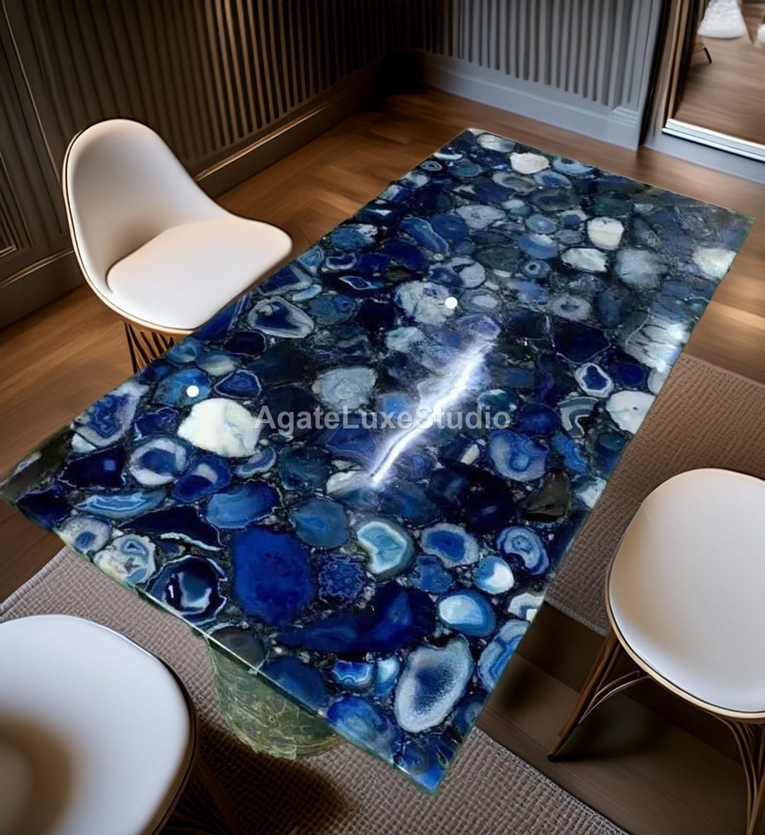 Blue Agate Gemstone Table | Luxury Crystal Dining Table - Etsy