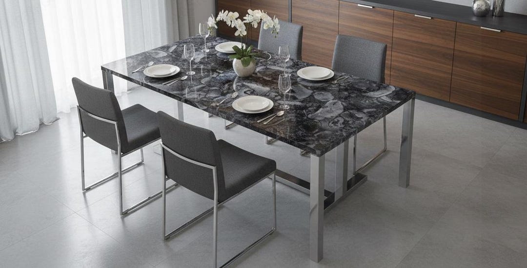 Luxury Black Marble Dining Table | Modern Rectangular Stone Table ...