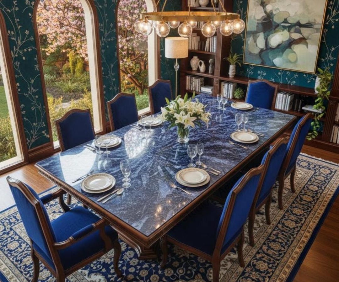 Photo inspiration: High End Marble Room Decor Reference: Luxury Blue Marble Dining Table Elegant Table