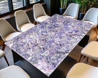 Mesa de comedor artesanal con piedra preciosa de amatista – Mesa rectangular de cristal púrpura de lujo, mueble de piedra natural que marca tendencia, decoración moderna para el hogar /
