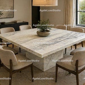 Luxury Carrara Marble Square Tabletop – Elegant Natural Stone Surface for Dining, Coffee & Side Tables, Durable Timeless Home Decor Table |