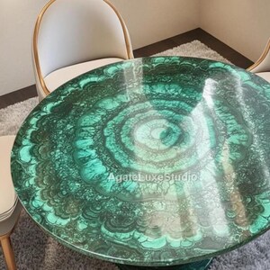 Luxe Willekeurig Werk Inlegwerk Modern Decor Groene Edelsteen Tafel Ronde Eettafel Groene Koffie Steen Home Decor Eettafelblad |