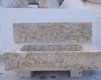 Calacatta Gold Marble Sink – Luxury Stone Vessel Sink for Bathroom or Powder Room