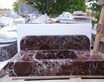 Benutzerdefinierte Größe Rosso Levanto Marmor Waschbecken, Rosso Levanto Marmor Waschbecken, Marmor Waschbecken zur Wandbefestigung, Rosso Levanto Marmor Waschbecken mit Aufkantung