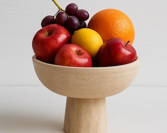 Handmade Marble Footed Bowl – Elegant Pedestal Serving Decor