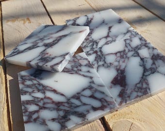 Set di sottobicchieri in marmo Calacatta Viola fatti a mano – Eleganti sottobicchieri in pietra