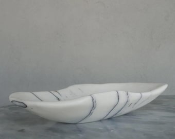 Ciotola decorativa in marmo lilla – Centrotavola in pietra di lusso fatto a mano, arredamento moderno per la casa