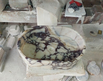 Hand Carved Calacatta Viola Marble Sink