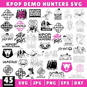 45 Kpop Demon Hunter Svg Png Bundle, Demon Hunters Inspired svg, Sa-ja Boy SVG Png, KPOP Huntrix SVG Png,Girl Dinner,Cat And Bird Png,Cricut