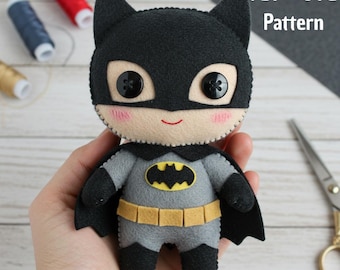 Superhero Bat Sewing Pattern PDF and SVG. Hero Plush Toy Pattern. DIY Batman Craft