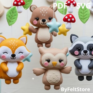 Woodland Animals Baby Mobile Sewing Pattern | Felt Forest Animals PDF Pattern