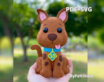 Scooby Dog Felt Plush Pattern PDF - SVG | Cute Stuffed Puppy Ornament | DIY Hand Sewing Tutorial | Cartoon Inspired Felt Toy