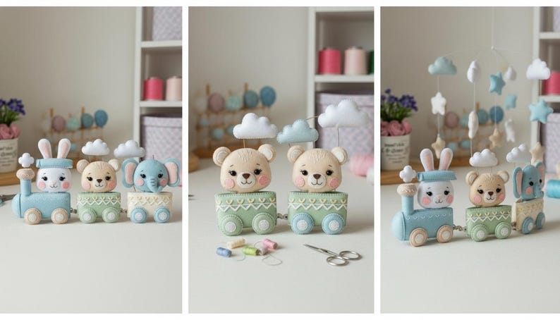 Basic Felt Train Pattern Safari Train Felt Sewing Pattern PDF and SVG. Cute Baby Animal Plush ...