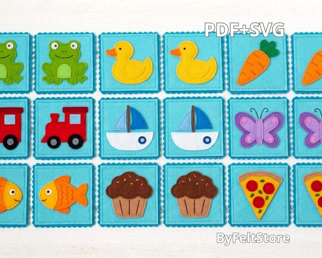 Felt Memory Game Pattern PDF & SVG – DIY Quiet Book Matching Game ...