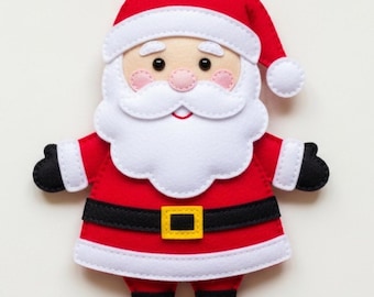 Santa Claus Felt Sewing Pattern PDF and SVG. Cute Christmas Plush Toy Pattern. DIY Soft Felt Holiday Decoration for Christmas.