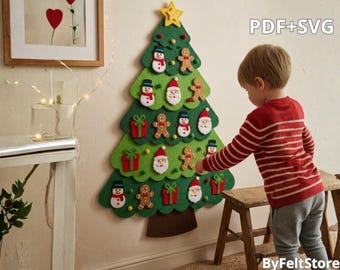 Christmas Felt Tree Pattern – DIY Advent Christmas Tree – Felt Christmas Tree Template – Christmas Decoration PDF