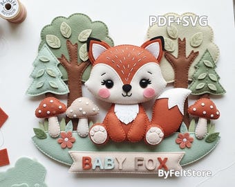 Woodland Fox Felt Pattern – DIY Plush PDF & SVG – Forest Animal Sewing Template for Nursery Decor