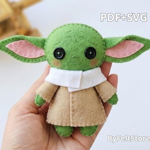 Yoda Inspired Felt Plush Pattern PDF SVG| Cute Stuffed Felt Doll | DIY Hand Sewing Tutorial | Kawaii Character Ornament