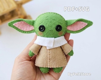 Yoda Inspired Felt Plush Pattern PDF SVG| Cute Stuffed Felt Doll | DIY Hand Sewing Tutorial | Kawaii Character Ornament