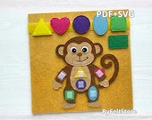 DIY Monkey Felt Busy Board Pattern | Sensory Board Sewing Pattern | Toddler Learning Toy | Shapes Matching Quiet Book Page PDF