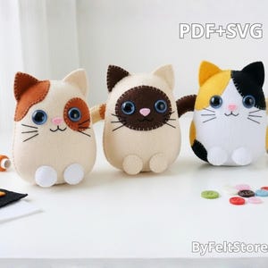 Kawaii Felt Cat Pattern PDF & SVG, Cute Kitty Plush Sewing Tutorial, DIY Stuffed Animal
