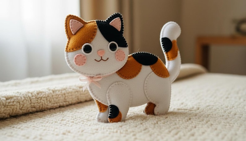 Calico Cat Felt Sewing Pattern PDF and SVG. Cute Kitty Plush Toy ...