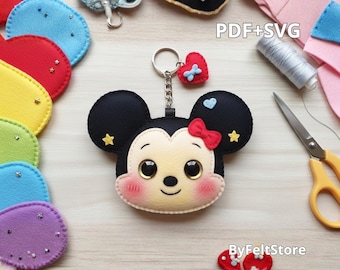 Cute Mouse Felt Keychain Pattern PDF & SVG