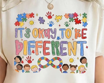 Its Okay to Be Different Png, Autism Acceptance Neurodiversity Awareness Tee, Special Education Teacher Shirt Design Digital Download