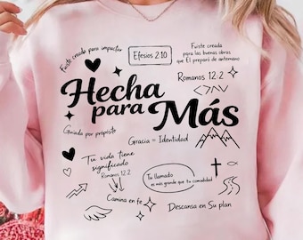 Hecha Para Mas Svg, Spanish Christian Bible Verse Sayings, Latina Faith Based Shirt Design (Digital Download)