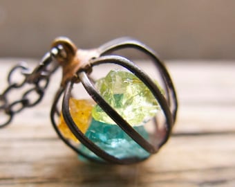 Fluorescent Butter ButterflGlass Dreamcatcher Tibet Silver Birthstones Necklace Fluorescent Butter ButterflGlass Dreamcatcher Tibet Silver Birthstones Necklace