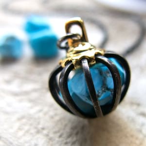 Blue Turquoise Birthstone Necklace, Gemstone, Handmade For Mum Mom, Mother&#39;s Day Gift, December Birthday, Sagittarius, Women Bohemian Boho,