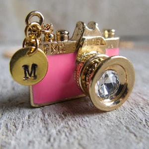 Collar de cámara rosa, regalo para fotógrafo, inicial personalizada, dije de fotografía, regalo en miniatura, mejor amiga, Día de la Madre