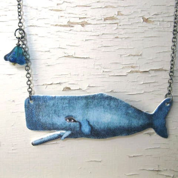 Nautical Whale Necklace Animal Statement Blue Sea Geekery Mother's Day Gift For Her Kitsch Moby Dick Teacher Women's Accessory Ocean Animal