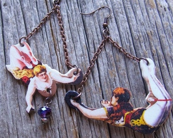 Acrobat Oorbellen Dangle, Vintage Circus Geïnspireerde Moederdag, Grote Statement Sieraden Retro Bestseller Eigenzinnige Sieraden Afbeelding Anders