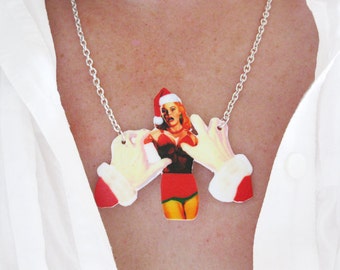 Necklace, Pulp Fiction, Screaming Woman Jewelry, Kitsch Retro Inspired, Bad Santa, Funny Just For Fun, Christmas Theme, Stocking