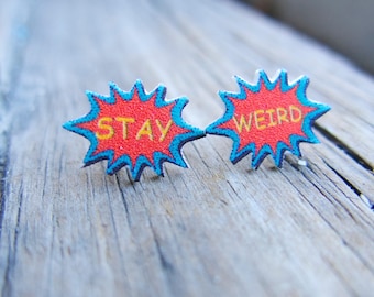 Quote Earrings, Personalized Geekery, Comic Book Word Bubble, Post Earrings, Funny Sayings, Gift For Her, Jewelry Kitsch, For Friend, Myself