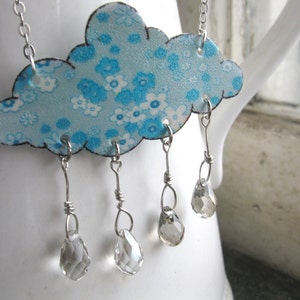 Cloud Shaped Powder Sky Blue Rain Shower Necklace Floral Pastel Fashion ...