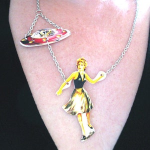 UFO Statement Necklace Jewelry Geekery Sci Fi uGIrl Pulp Kitsch Gift Nerd for Her Gift