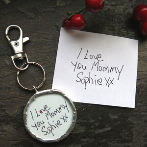 Personalized Custom Handwriting Keychain Zipper Pull For Mom Grandmother Child&#39;s Message or Family Member Handwriting or Drawing