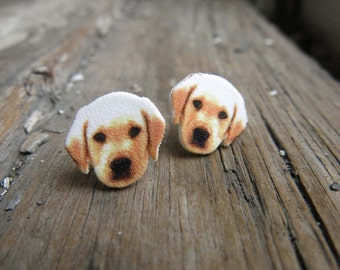 Dog Lovers Animal Earrings Golden Yellow Labrador Retriever Puppy Stud Post Gift For Best Friend Cute Image Daughter Present Teen Tween