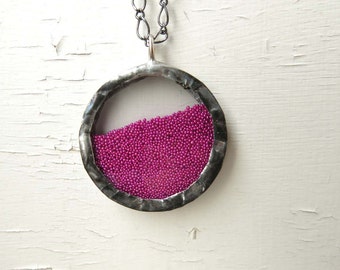 FuchsiaHot Pink Summer Shake Necklace Micro Bead Trending