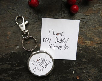 Fathers Personalized Keychain Dad New Custom Gifts For Him For Men Zipper Pull For Grandfather Child's Message Handwriting or Drawing