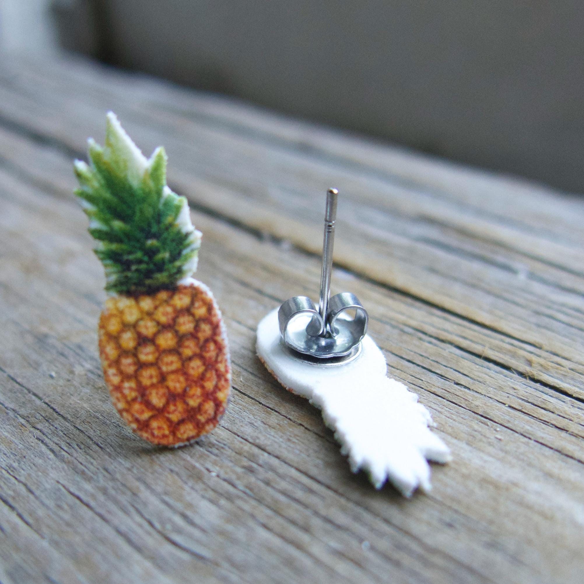 Orecchini a forma di ananas, tropicali, regalo originale per ragazze, adolescenti e donne, frutta kawaii, divertenti orecchini gialli e verdi, spiaggia hawaiana, gioielli - Italia