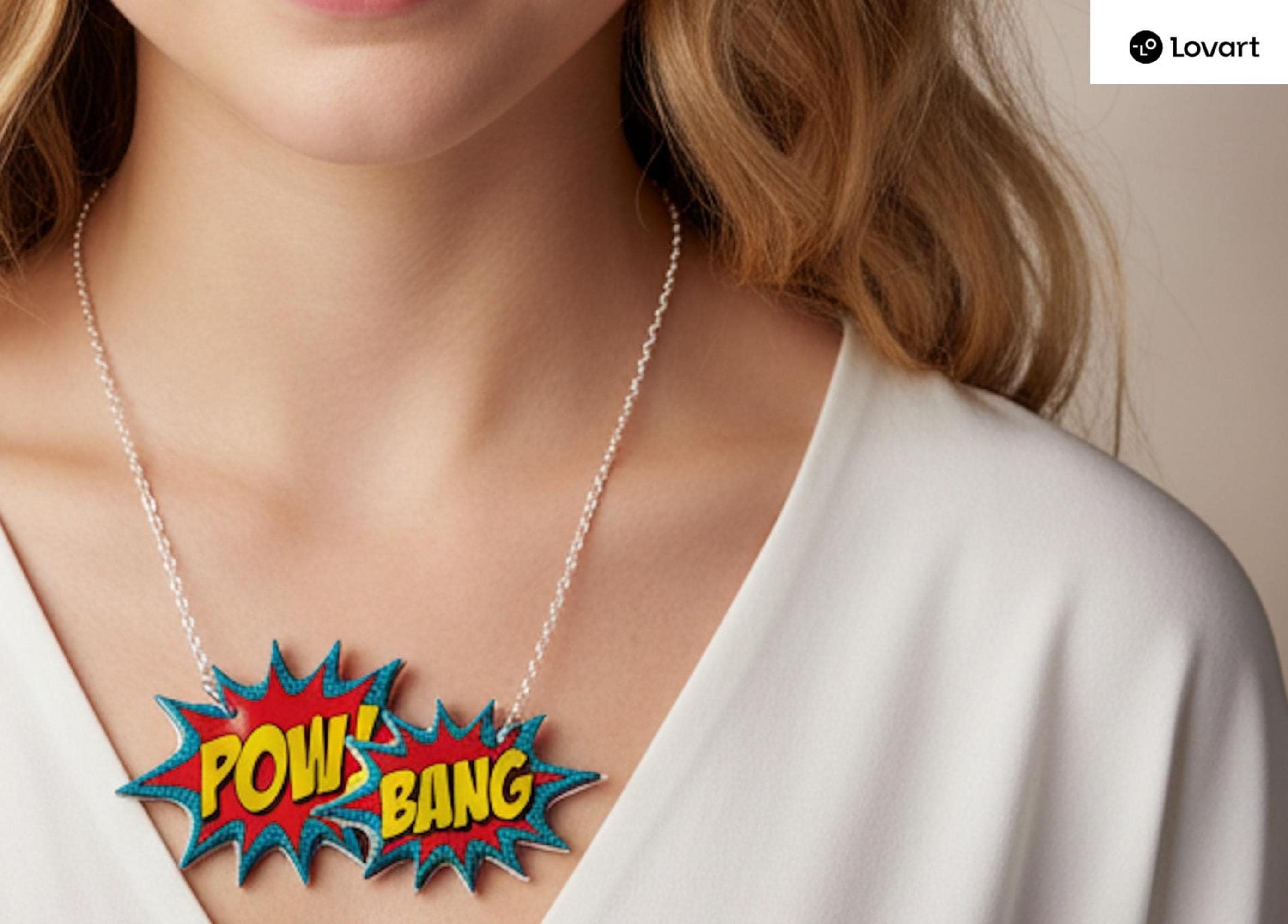 アクセサリー CHICHABOOM necklace Comic Book Necklace Pow Boom Pendant: Cartoon Bubble Acrylic